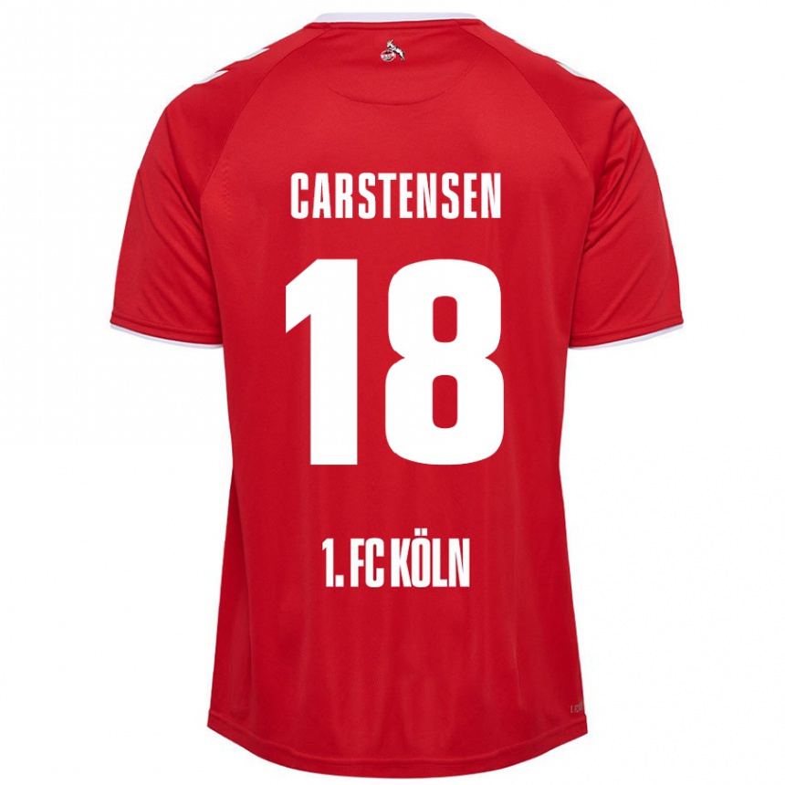 Niño Fútbol Camiseta Rasmus Carstensen #18 Rojo Blanco 2ª Equipación 2024/25 Perú