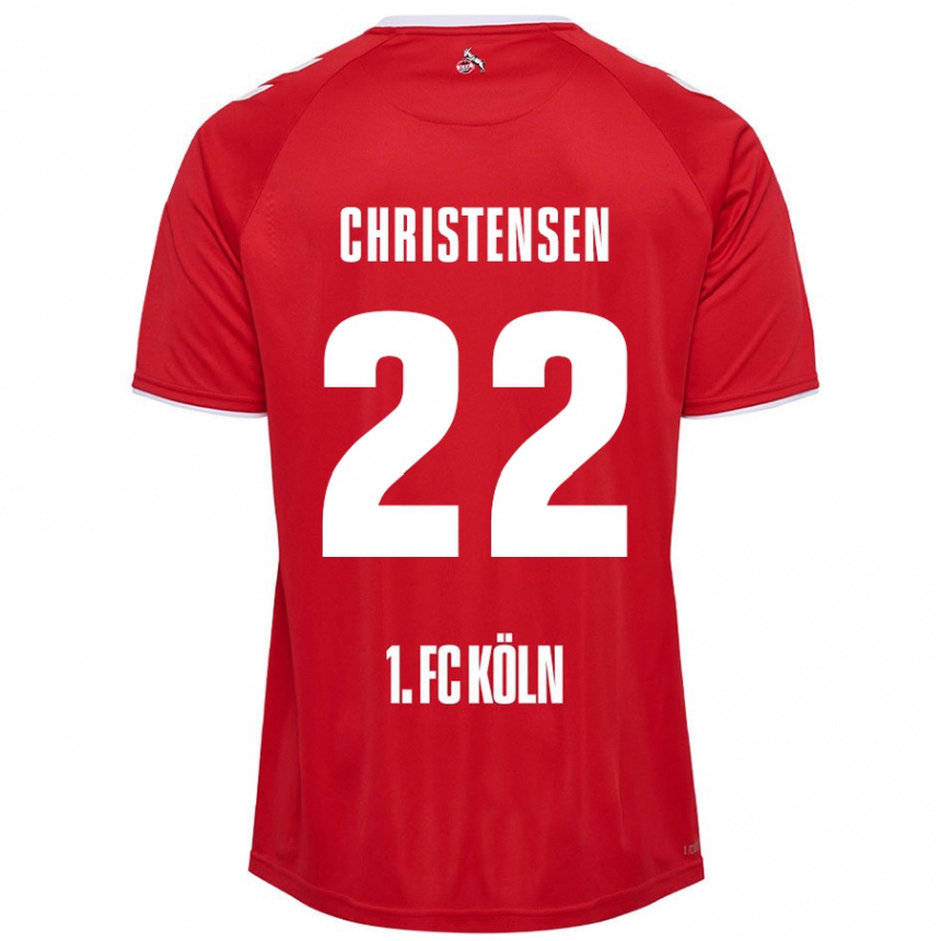 Niño Fútbol Camiseta Jacob Christensen #22 Rojo Blanco 2ª Equipación 2024/25 Perú