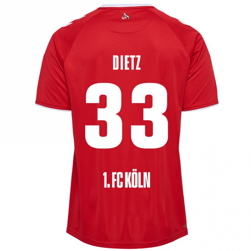 Niño Fútbol Camiseta Florian Dietz #33 Rojo Blanco 2ª Equipación 2024/25 Perú