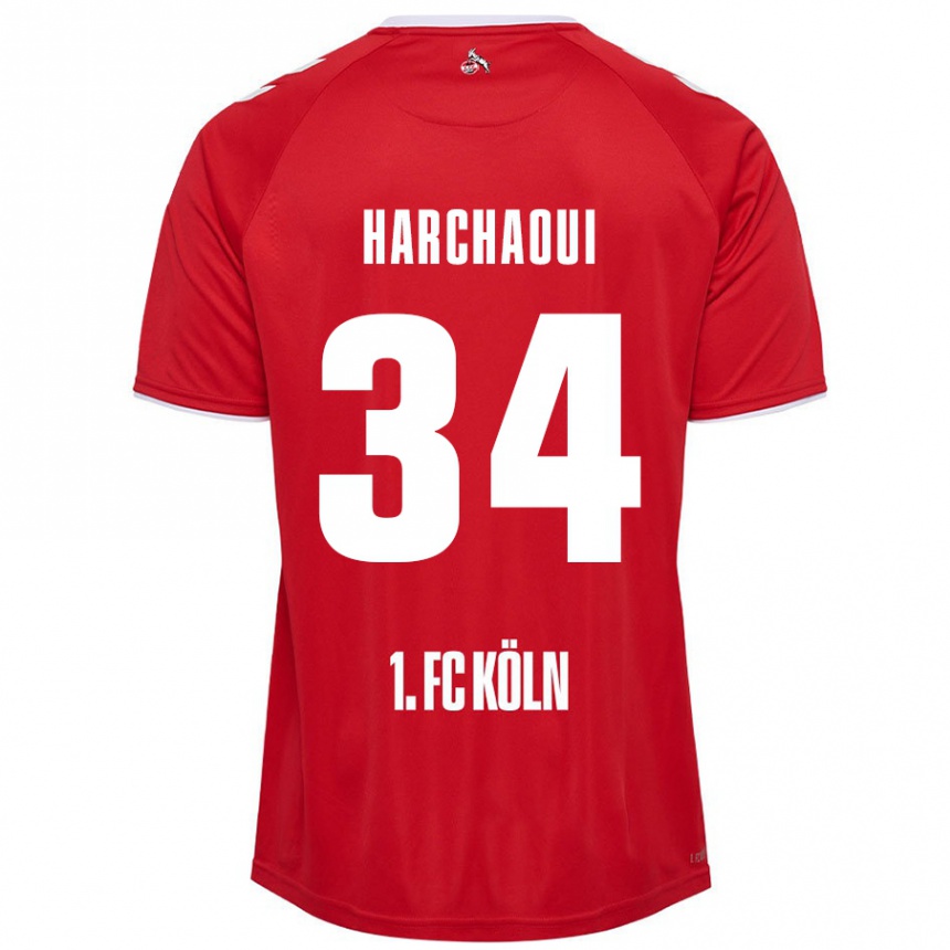 Niño Fútbol Camiseta Fayssal Harchaoui #34 Rojo Blanco 2ª Equipación 2024/25 Perú