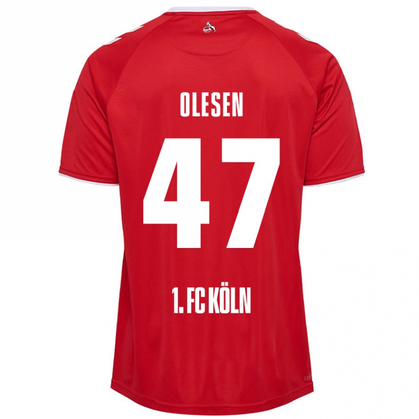 Niño Fútbol Camiseta Mathias Olesen #47 Rojo Blanco 2ª Equipación 2024/25 Perú