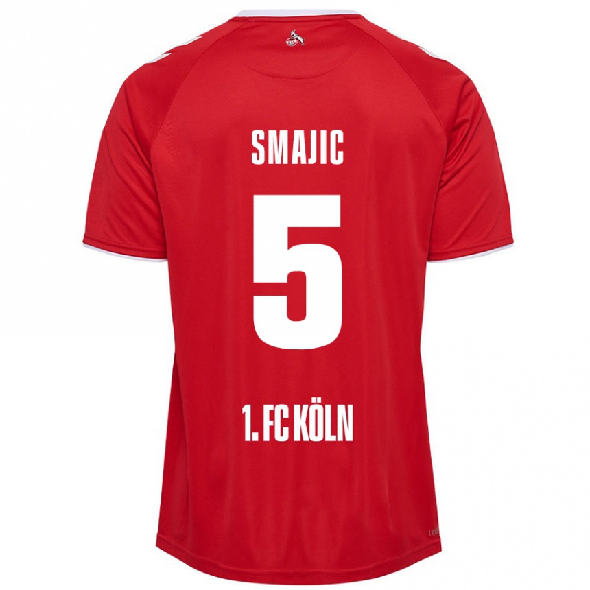 Niño Fútbol Camiseta Rijad Smajic #5 Rojo Blanco 2ª Equipación 2024/25 Perú