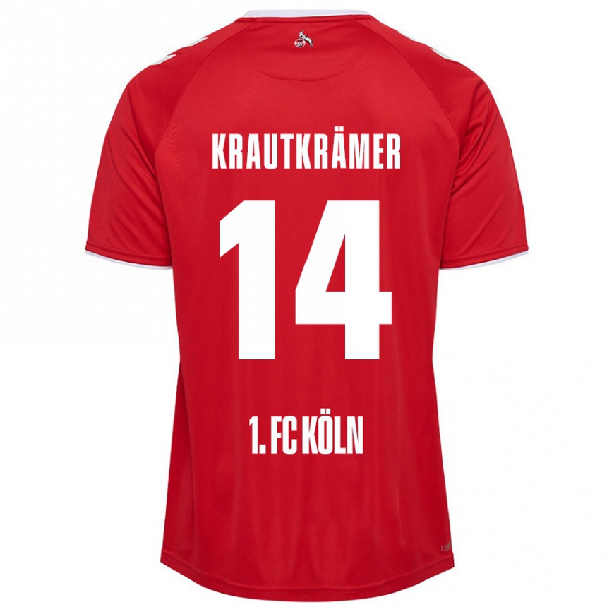 Niño Fútbol Camiseta Jakob Krautkrämer #14 Rojo Blanco 2ª Equipación 2024/25 Perú