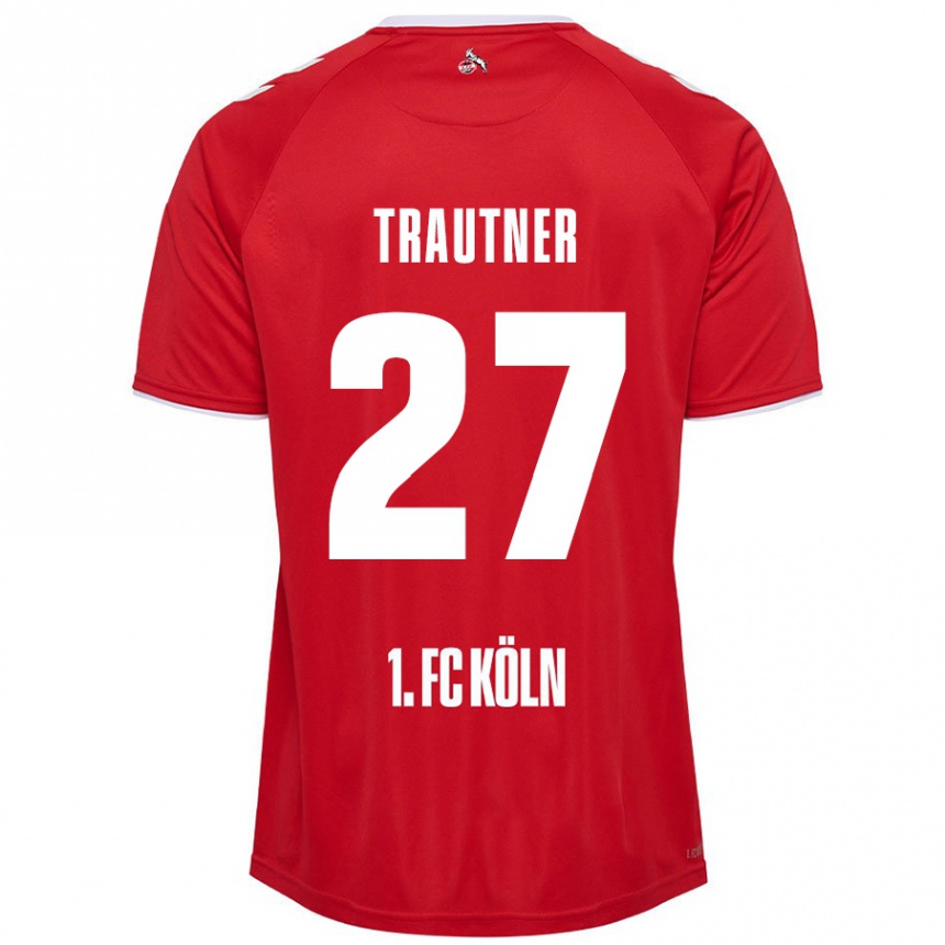 Niño Fútbol Camiseta Tobias Trautner #27 Rojo Blanco 2ª Equipación 2024/25 Perú