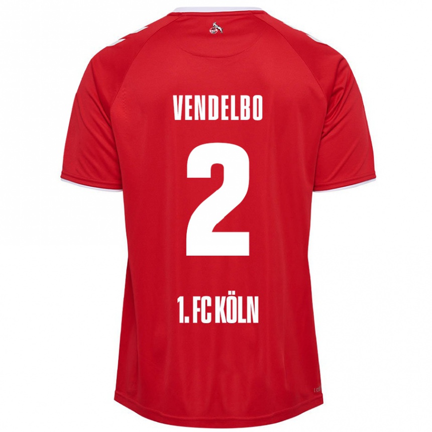 Niño Fútbol Camiseta Sofie Vendelbo #2 Rojo Blanco 2ª Equipación 2024/25 Perú