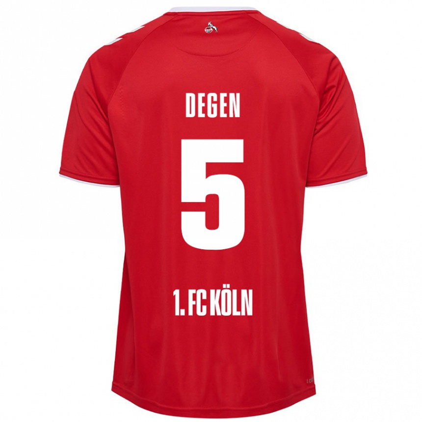 Niño Fútbol Camiseta Celina Degen #5 Rojo Blanco 2ª Equipación 2024/25 Perú