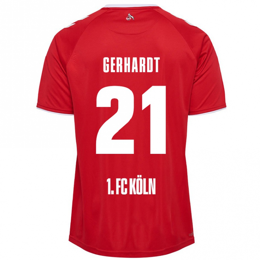 Niño Fútbol Camiseta Anna Gerhardt #21 Rojo Blanco 2ª Equipación 2024/25 Perú