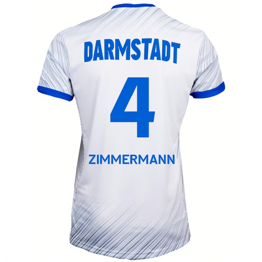 Niño Fútbol Camiseta Christoph Zimmermann #4 Blanco Azul 2ª Equipación 2024/25 Perú