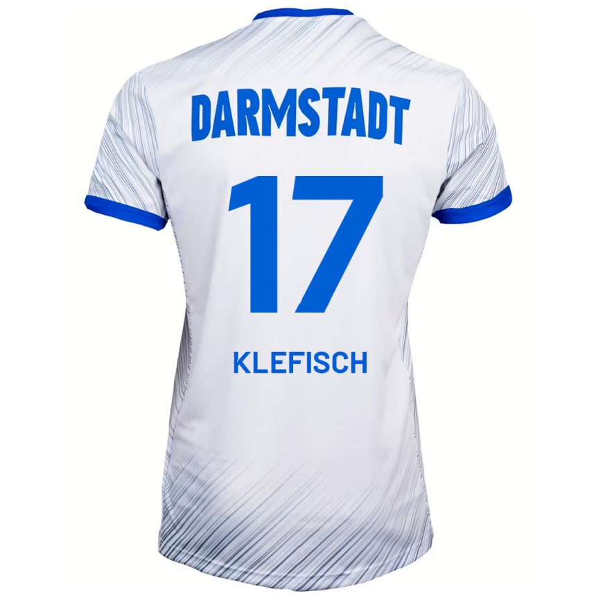 Niño Fútbol Camiseta Kai Klefisch #17 Blanco Azul 2ª Equipación 2024/25 Perú