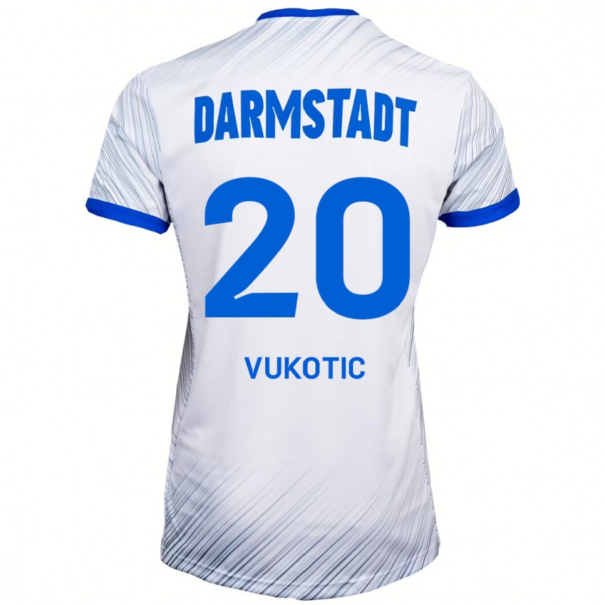 Niño Fútbol Camiseta Aleksandar Vukotic #20 Blanco Azul 2ª Equipación 2024/25 Perú