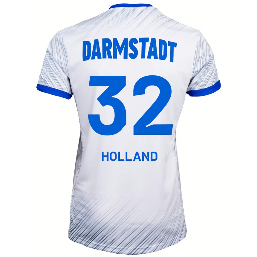 Niño Fútbol Camiseta Fabian Holland #32 Blanco Azul 2ª Equipación 2024/25 Perú