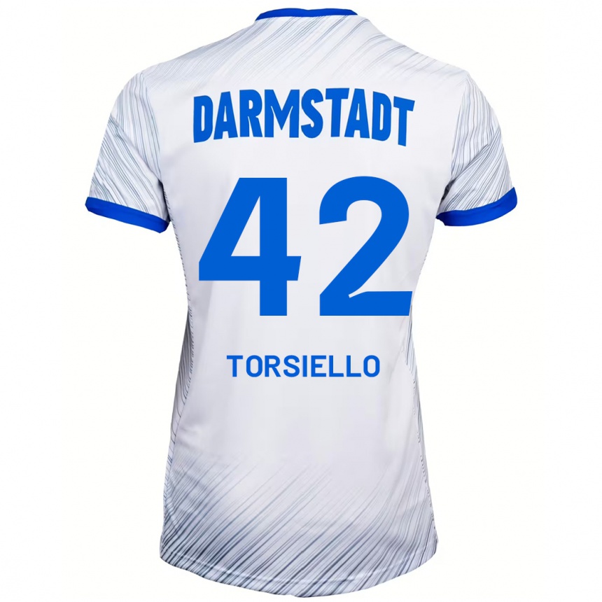 Niño Fútbol Camiseta Fabio Torsiello #42 Blanco Azul 2ª Equipación 2024/25 Perú