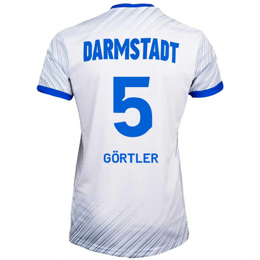 Niño Fútbol Camiseta Bastian Görtler #5 Blanco Azul 2ª Equipación 2024/25 Perú