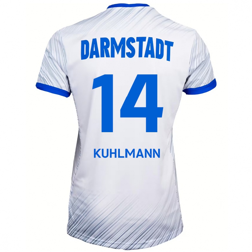 Niño Fútbol Camiseta Marcel Kuhlmann #14 Blanco Azul 2ª Equipación 2024/25 Perú