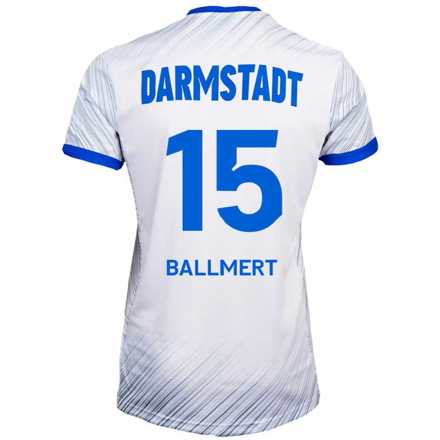 Niño Fútbol Camiseta Markus Ballmert #15 Blanco Azul 2ª Equipación 2024/25 Perú