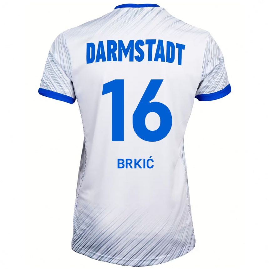 Niño Fútbol Camiseta Amar Brkić #16 Blanco Azul 2ª Equipación 2024/25 Perú