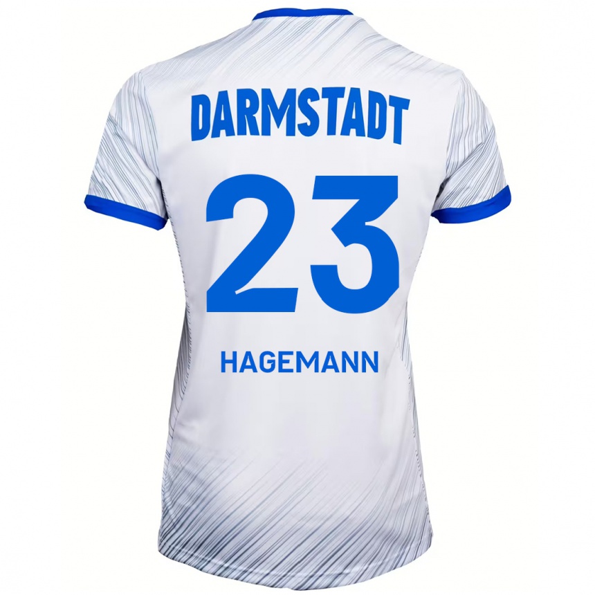 Niño Fútbol Camiseta Emil Hagemann #23 Blanco Azul 2ª Equipación 2024/25 Perú