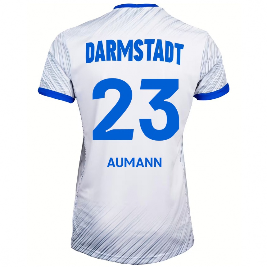 Niño Fútbol Camiseta Emil Aumann #23 Blanco Azul 2ª Equipación 2024/25 Perú