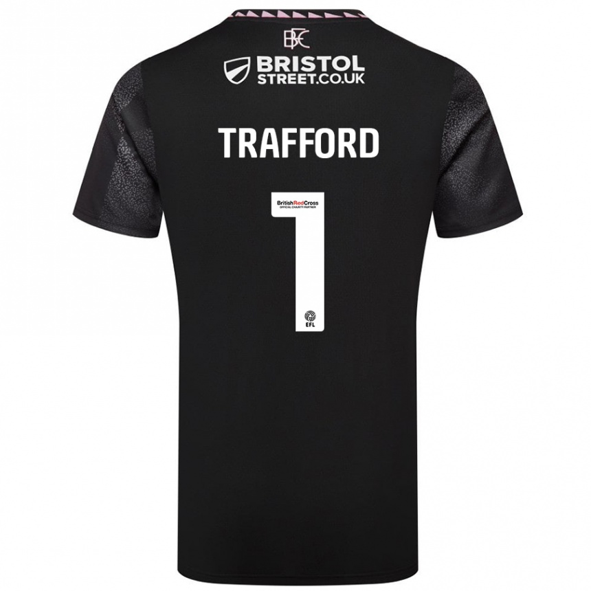 Niño Fútbol Camiseta James Trafford #1 Negro 2ª Equipación 2024/25 Perú