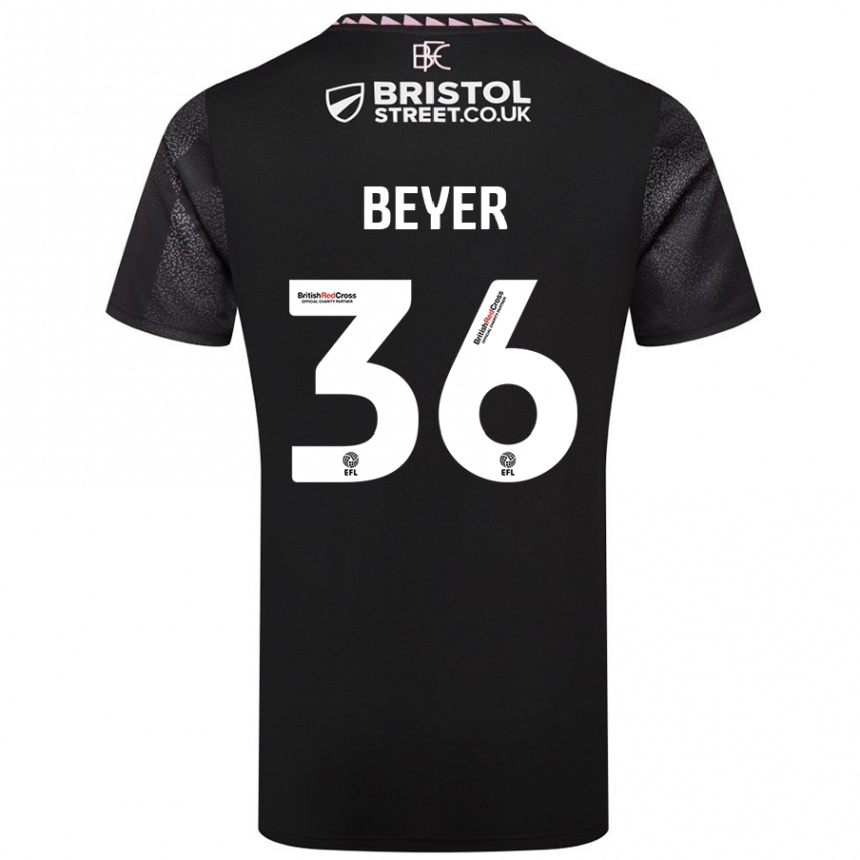 Niño Fútbol Camiseta Jordan Beyer #36 Negro 2ª Equipación 2024/25 Perú