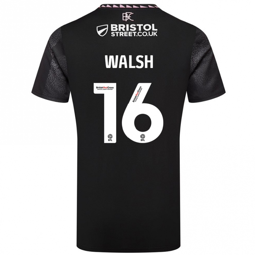 Niño Fútbol Camiseta Lucy Walsh #16 Negro 2ª Equipación 2024/25 Perú