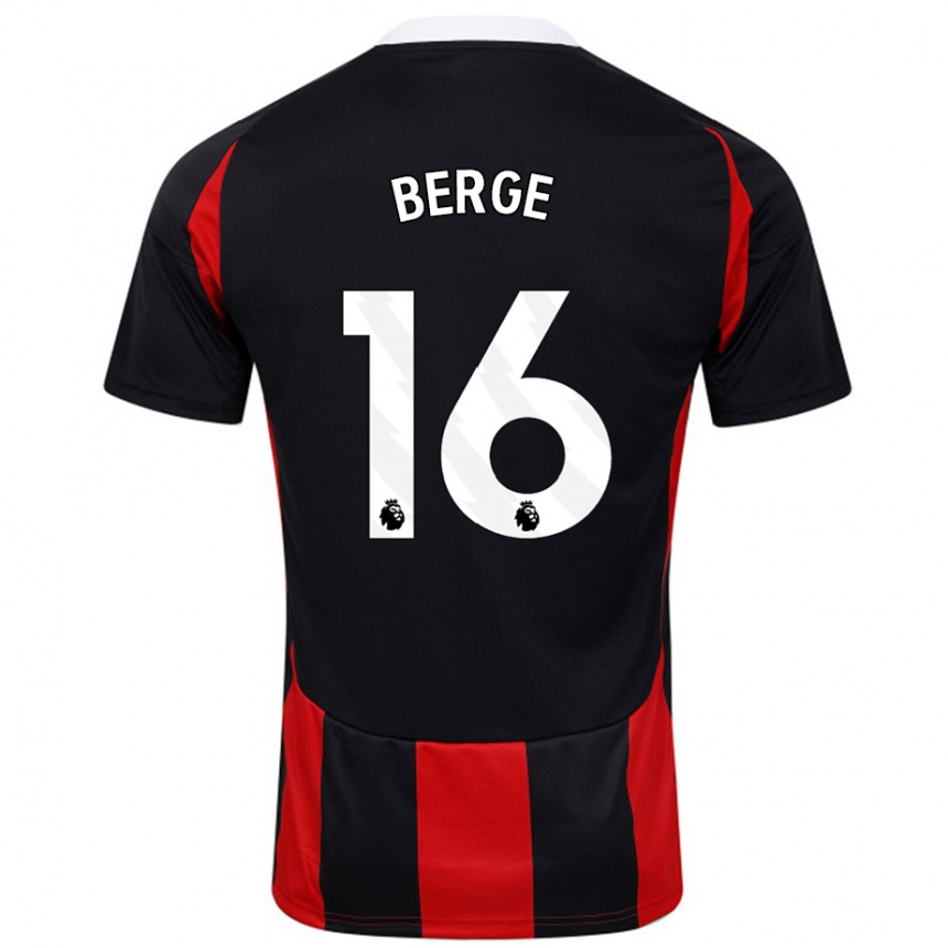 Niño Fútbol Camiseta Sander Berge #16 Negro Rojo 2ª Equipación 2024/25 Perú