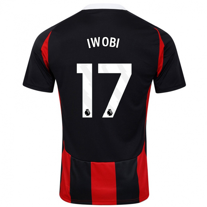 Niño Fútbol Camiseta Alex Iwobi #17 Negro Rojo 2ª Equipación 2024/25 Perú