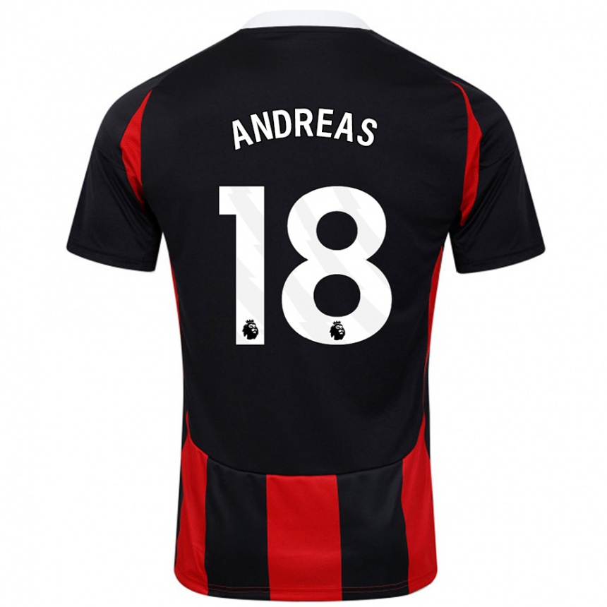 Niño Fútbol Camiseta Andreas Pereira #18 Negro Rojo 2ª Equipación 2024/25 Perú