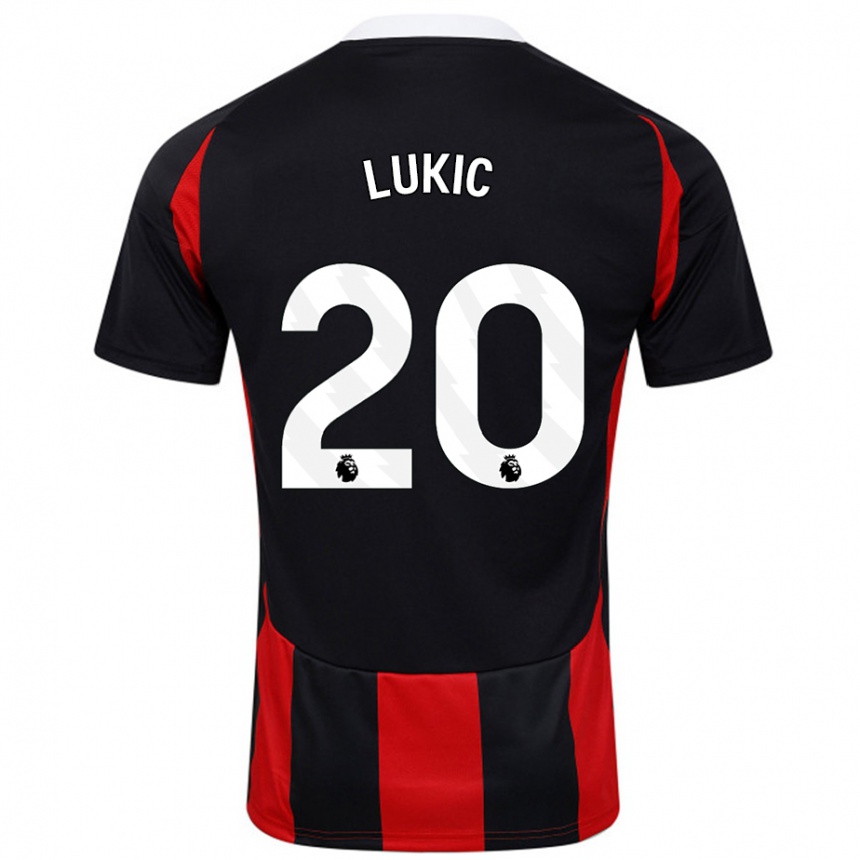 Niño Fútbol Camiseta Saša Lukić #20 Negro Rojo 2ª Equipación 2024/25 Perú