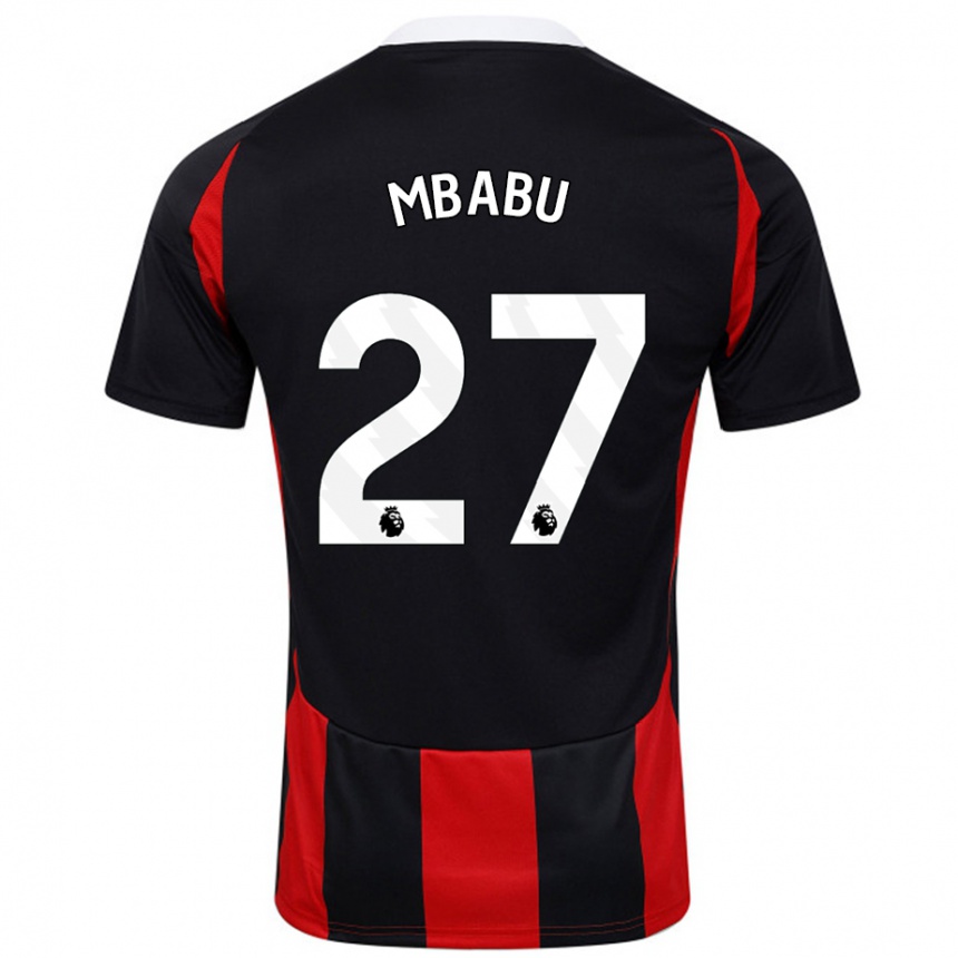 Niño Fútbol Camiseta Kevin Mbabu #27 Negro Rojo 2ª Equipación 2024/25 Perú