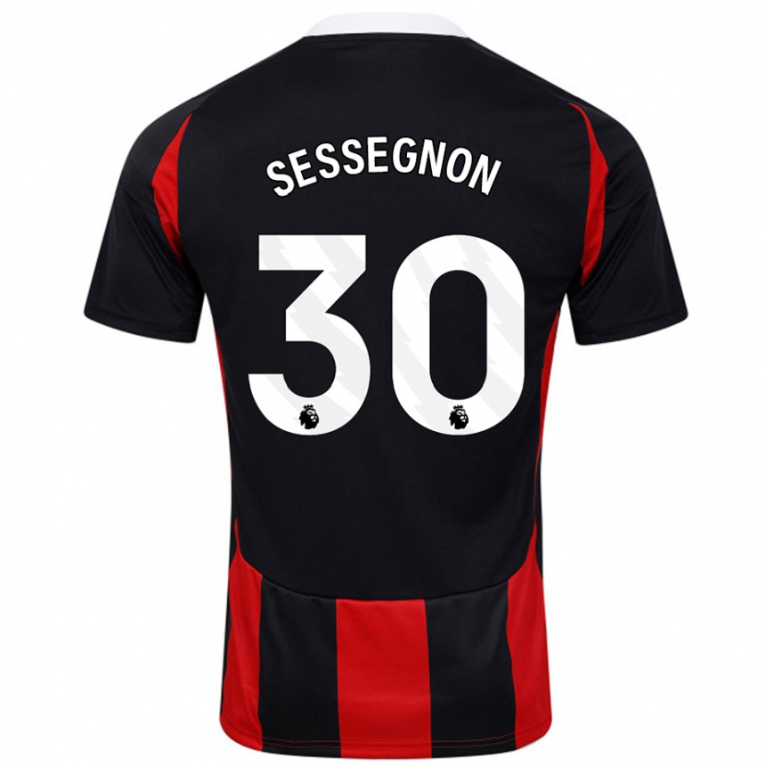 Niño Fútbol Camiseta Ryan Sessegnon #30 Negro Rojo 2ª Equipación 2024/25 Perú