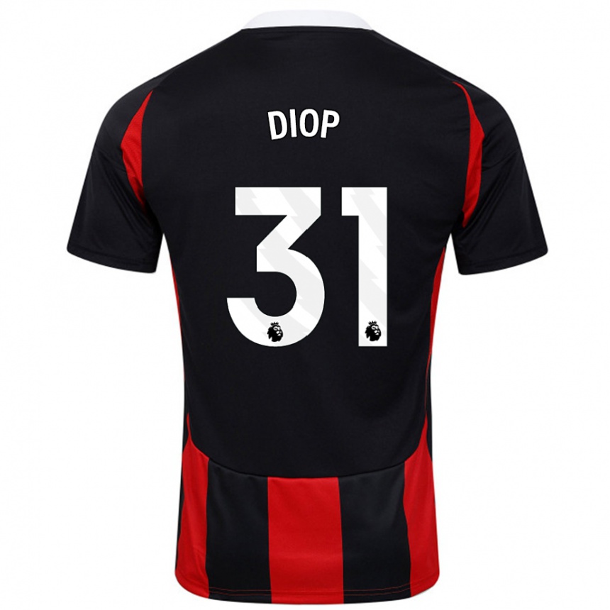 Niño Fútbol Camiseta Issa Diop #31 Negro Rojo 2ª Equipación 2024/25 Perú