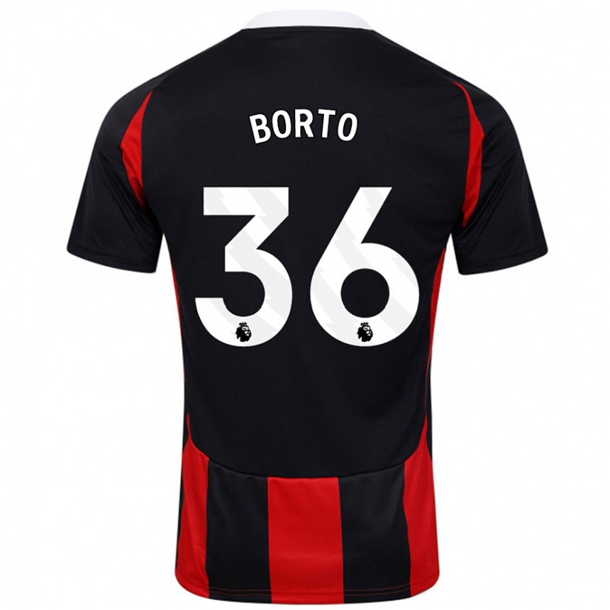 Niño Fútbol Camiseta Alex Borto #36 Negro Rojo 2ª Equipación 2024/25 Perú