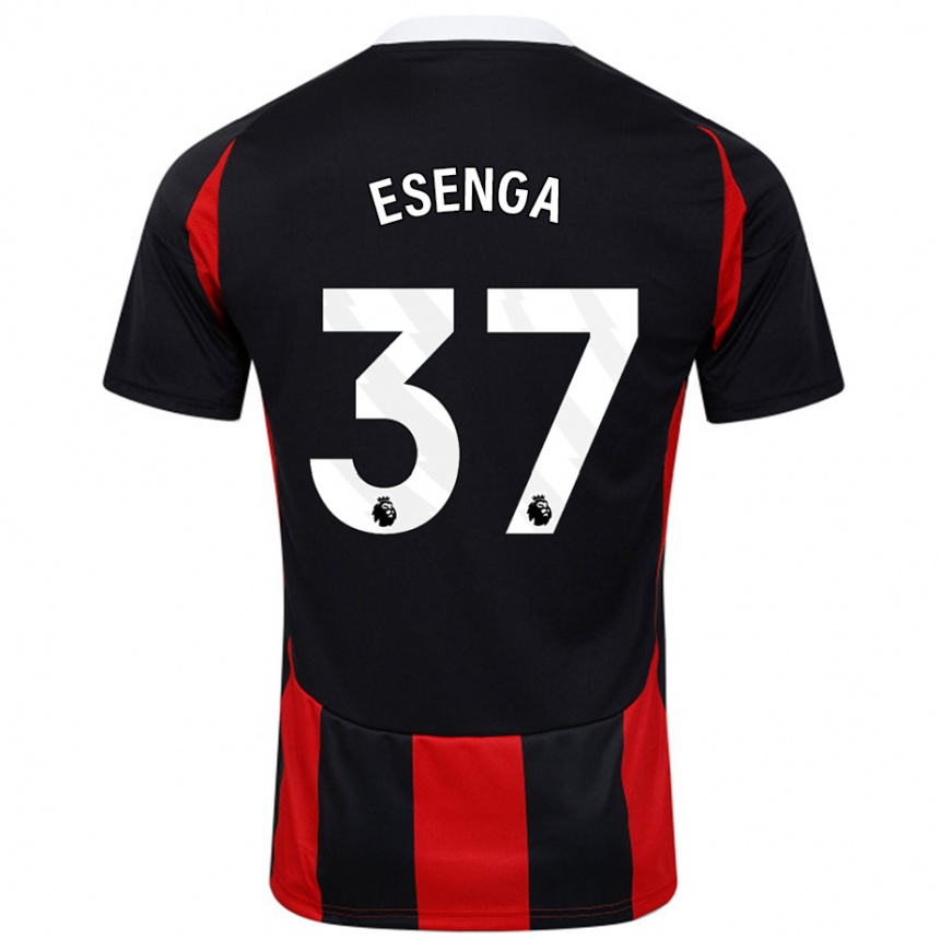 Niño Fútbol Camiseta Jonathan Esenga #37 Negro Rojo 2ª Equipación 2024/25 Perú