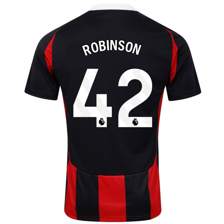 Niño Fútbol Camiseta Charlie Robinson #42 Negro Rojo 2ª Equipación 2024/25 Perú