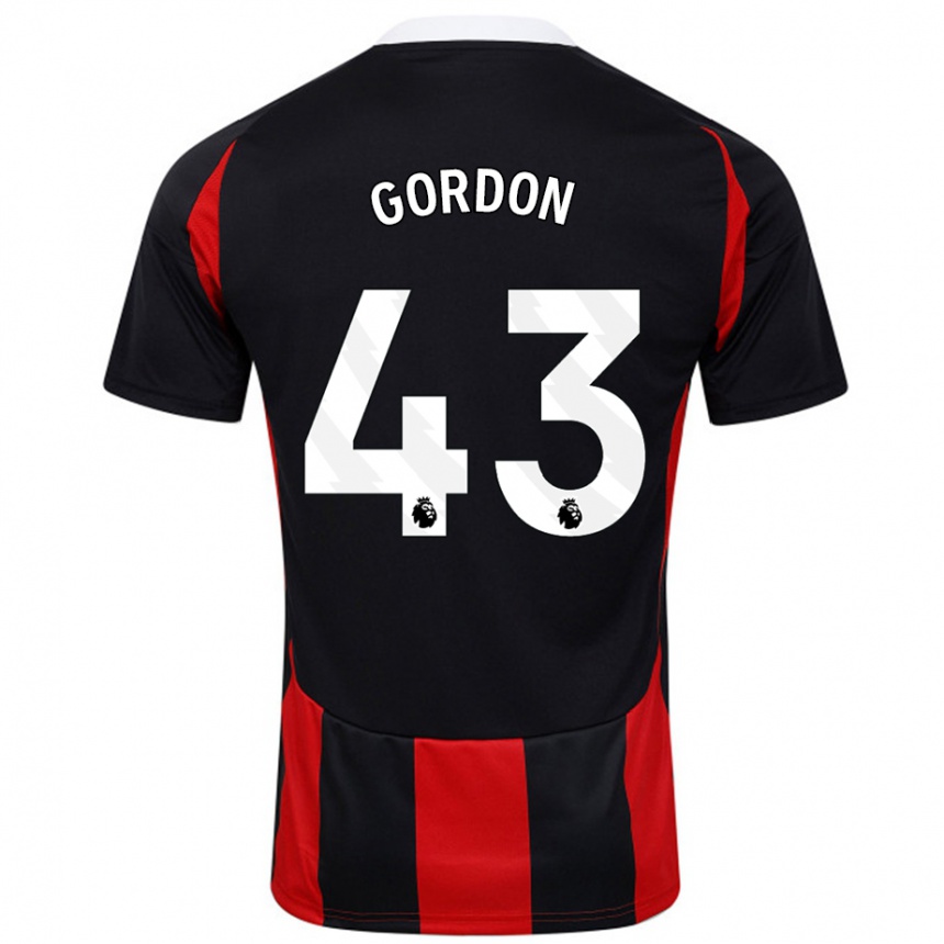 Niño Fútbol Camiseta Lemar Gordon #43 Negro Rojo 2ª Equipación 2024/25 Perú