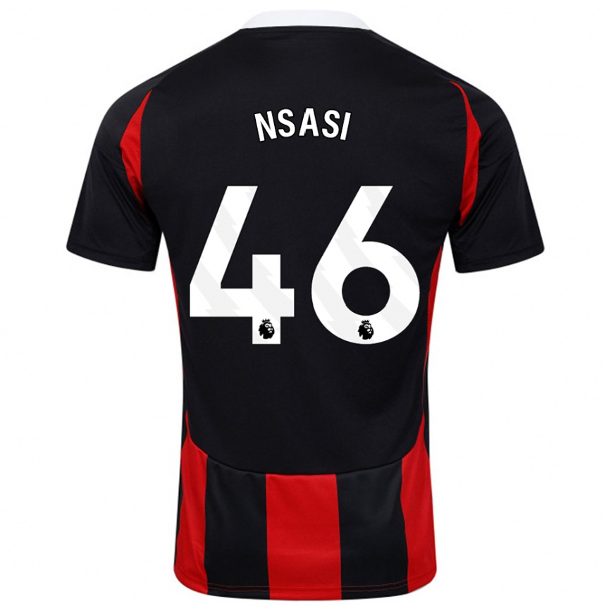 Niño Fútbol Camiseta Eddie Nsasi #46 Negro Rojo 2ª Equipación 2024/25 Perú