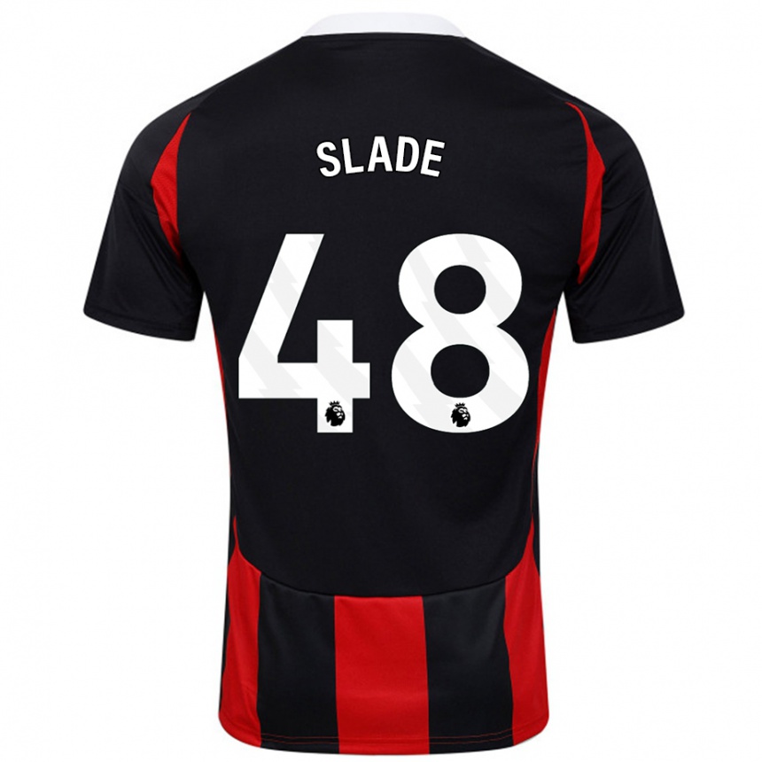 Niño Fútbol Camiseta Bradley Slade #48 Negro Rojo 2ª Equipación 2024/25 Perú