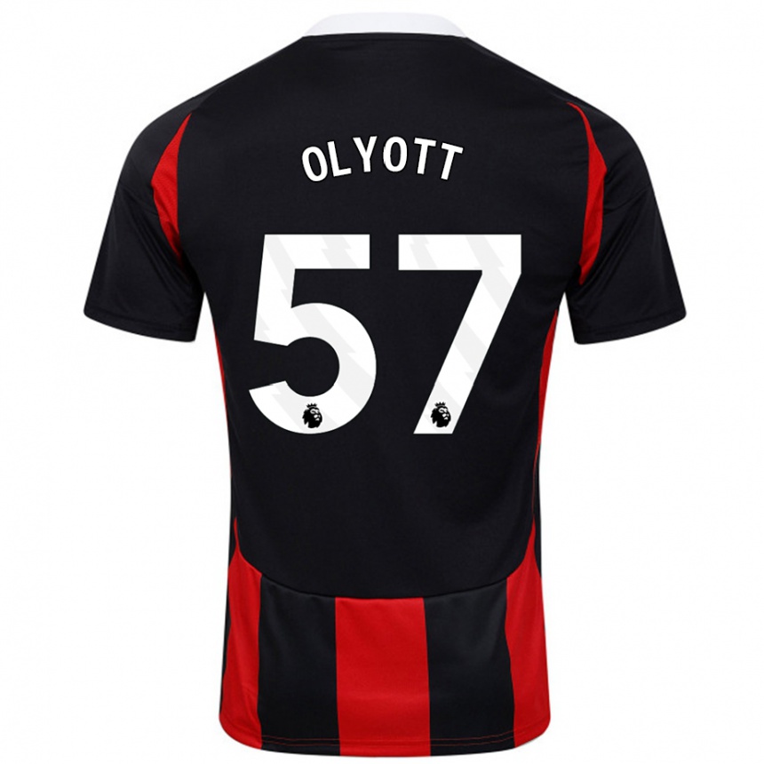 Niño Fútbol Camiseta Tom Olyott #57 Negro Rojo 2ª Equipación 2024/25 Perú