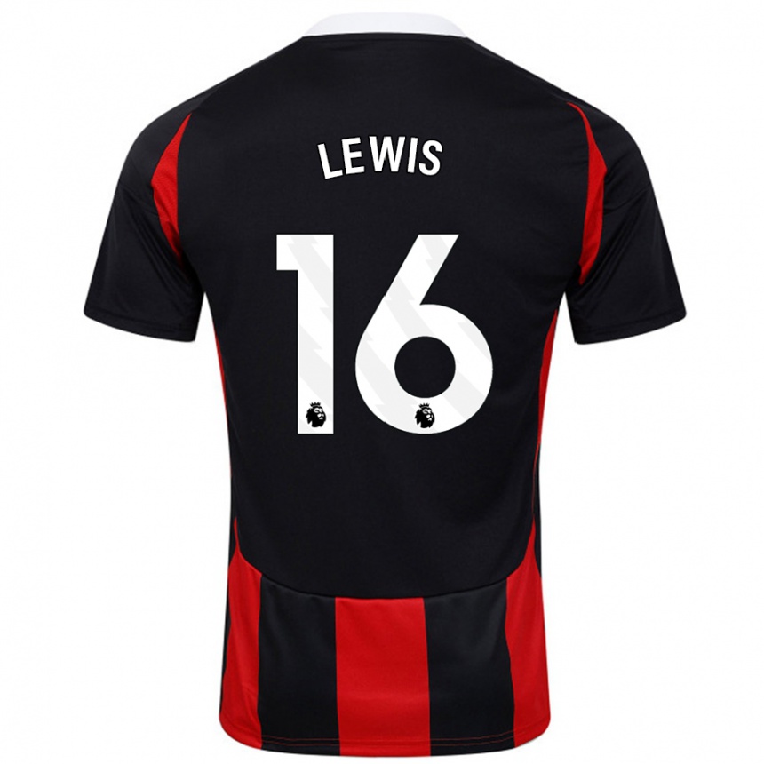 Niño Fútbol Camiseta Milla Lewis #16 Negro Rojo 2ª Equipación 2024/25 Perú