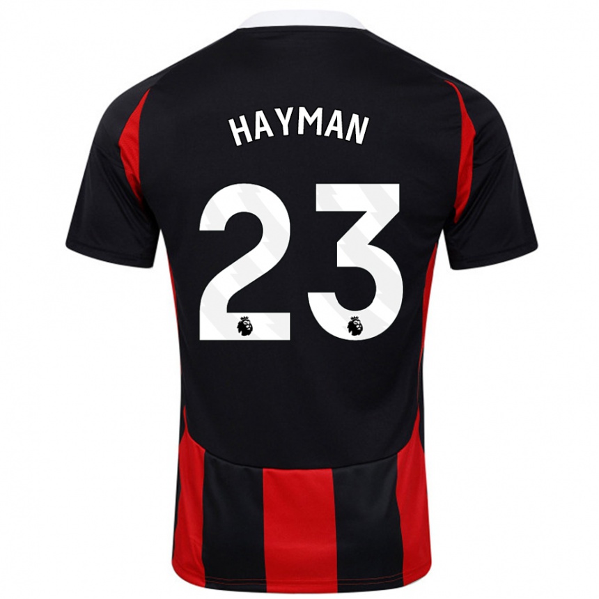 Niño Fútbol Camiseta Alex Hayman #23 Negro Rojo 2ª Equipación 2024/25 Perú