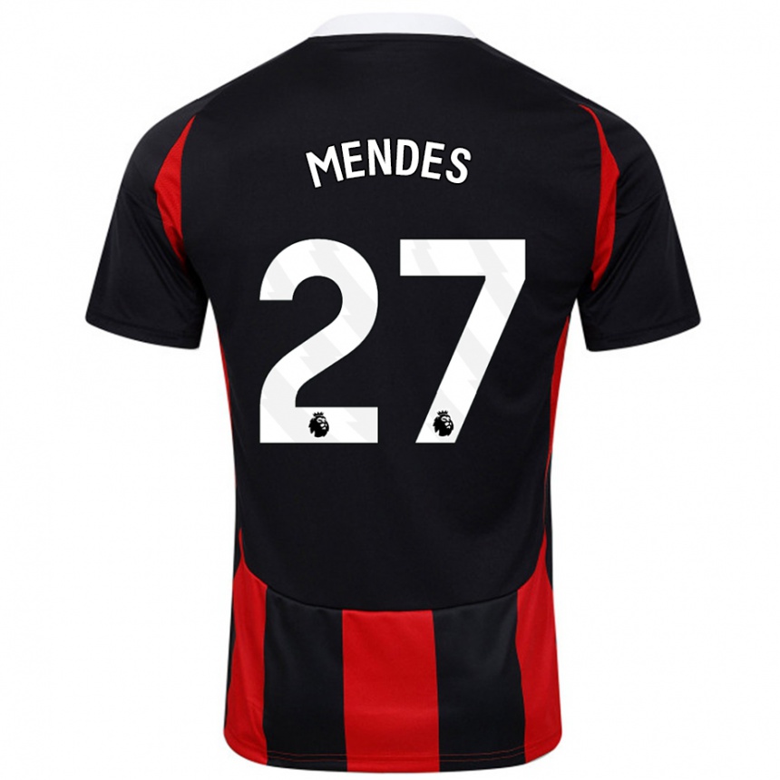 Niño Fútbol Camiseta Megalie Mendes #27 Negro Rojo 2ª Equipación 2024/25 Perú