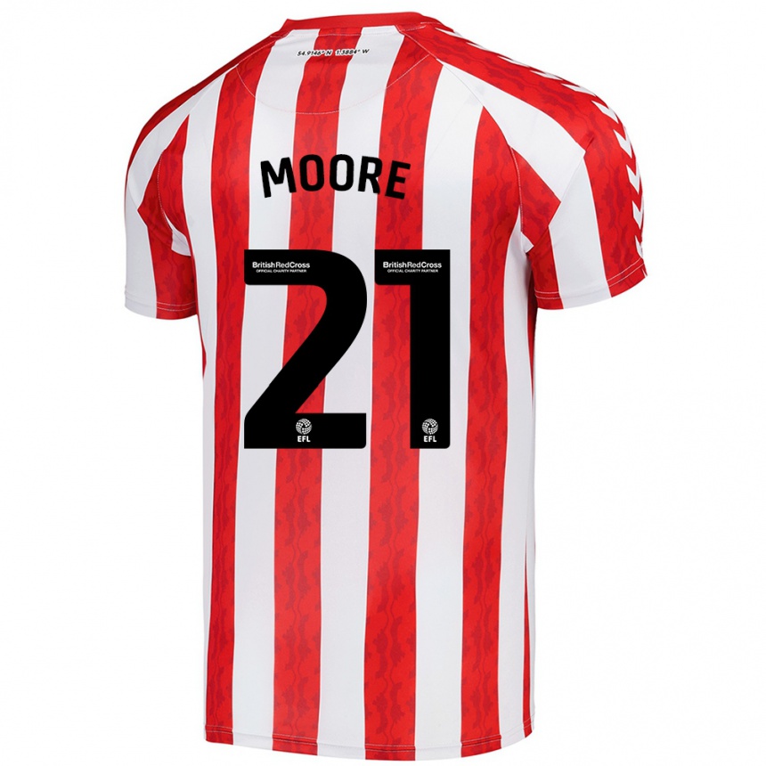 Hombre Fútbol Camiseta Simon Moore #21 Rojo Blanco 1ª Equipación 2024/25 Perú