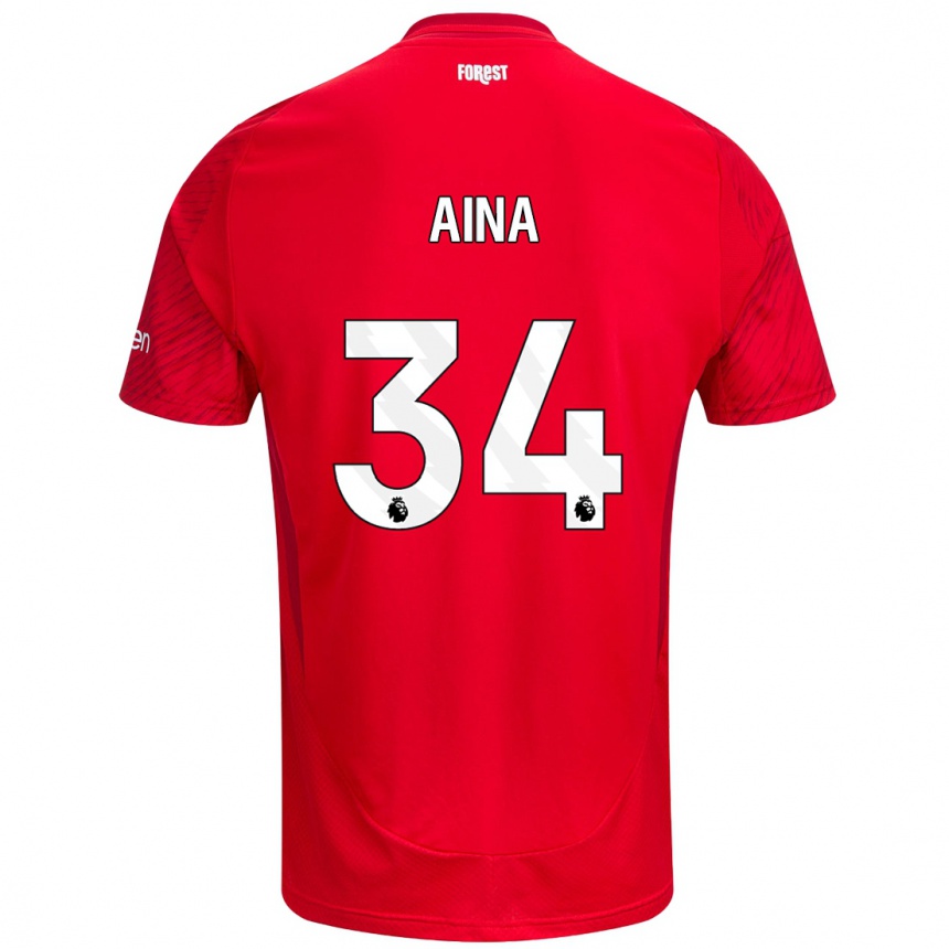 Hombre Fútbol Camiseta Ola Aina #34 Rojo Blanco 1ª Equipación 2024/25 Perú