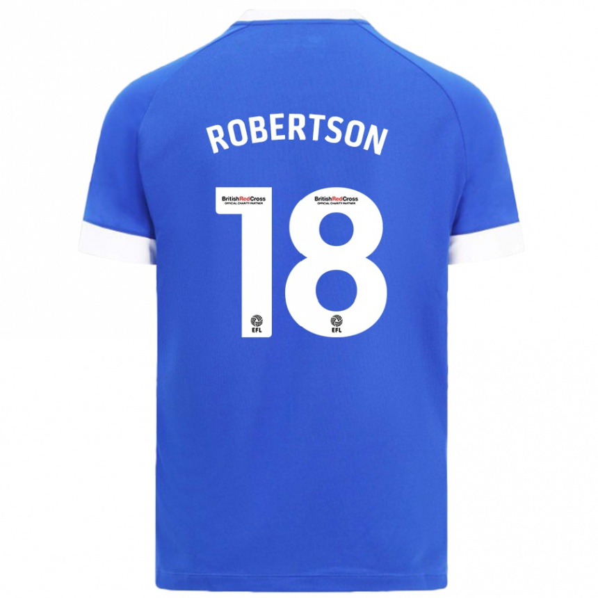 Hombre Fútbol Camiseta Alex Robertson #18 Azul Cielo 1ª Equipación 2024/25 Perú