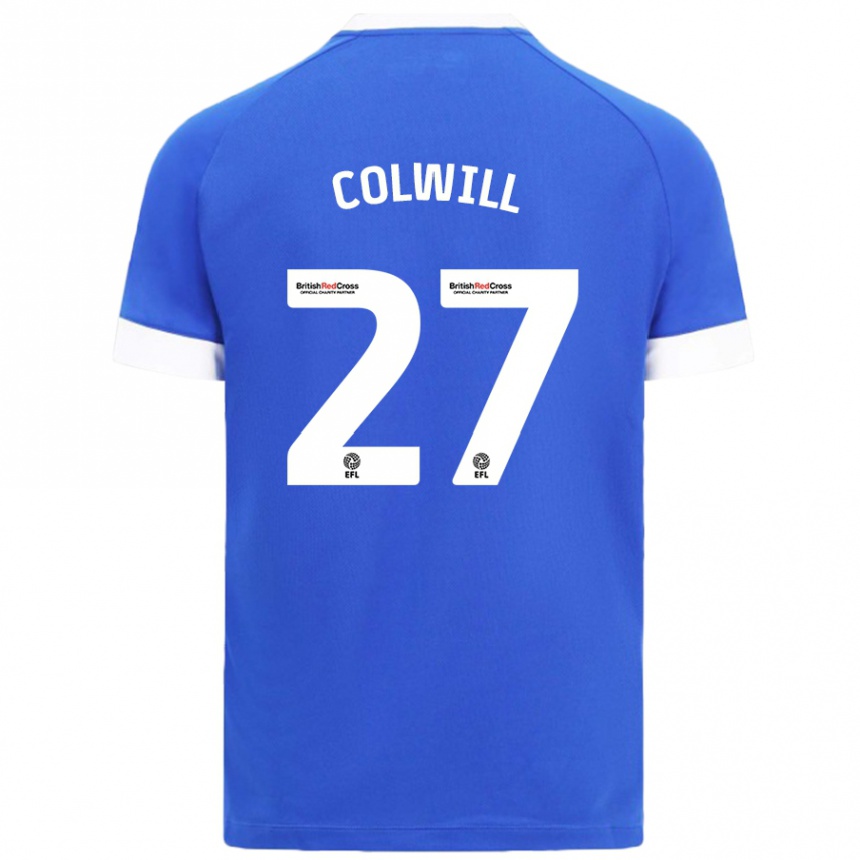 Hombre Fútbol Camiseta Rubin Colwill #27 Azul Cielo 1ª Equipación 2024/25 Perú