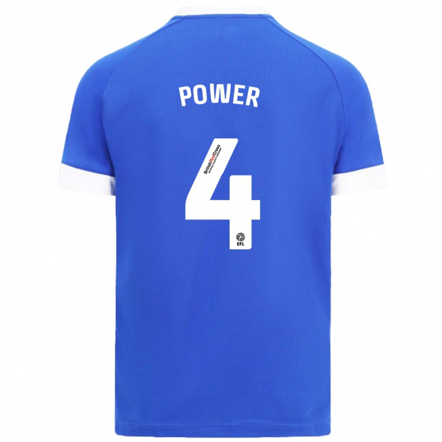 Hombre Fútbol Camiseta Hannah Power #4 Azul Cielo 1ª Equipación 2024/25 Perú