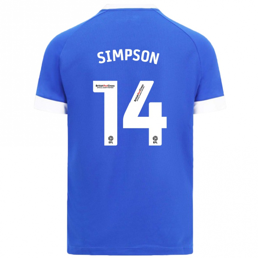 Hombre Fútbol Camiseta Jasmine Simpson #14 Azul Cielo 1ª Equipación 2024/25 Perú