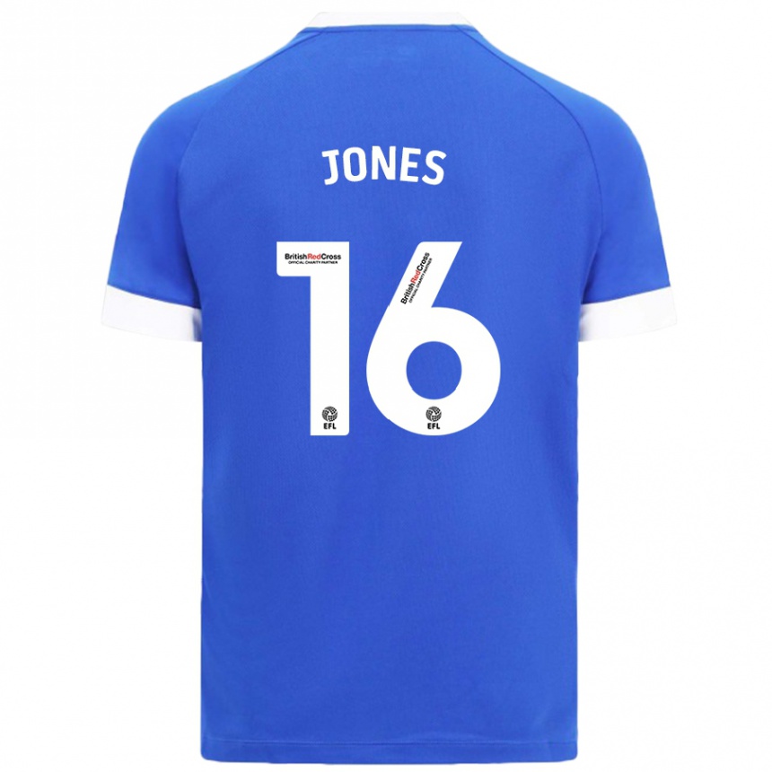 Hombre Fútbol Camiseta Ellie Jones #16 Azul Cielo 1ª Equipación 2024/25 Perú