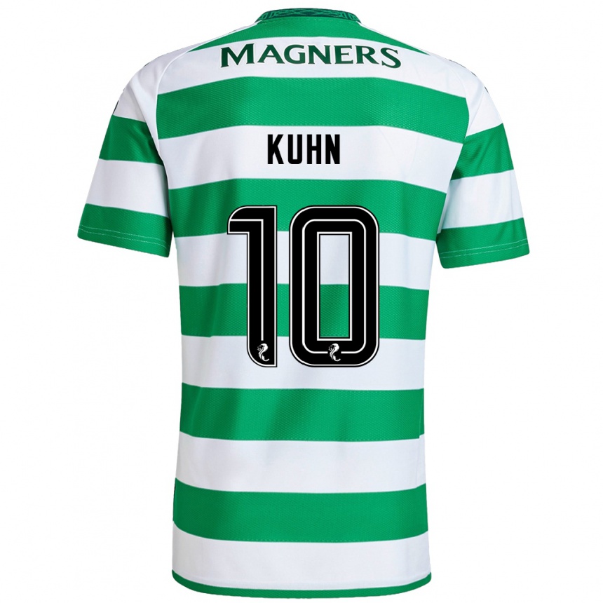 Hombre Fútbol Camiseta Nicolas Kühn #10 Verde Blanco 1ª Equipación 2024/25 Perú